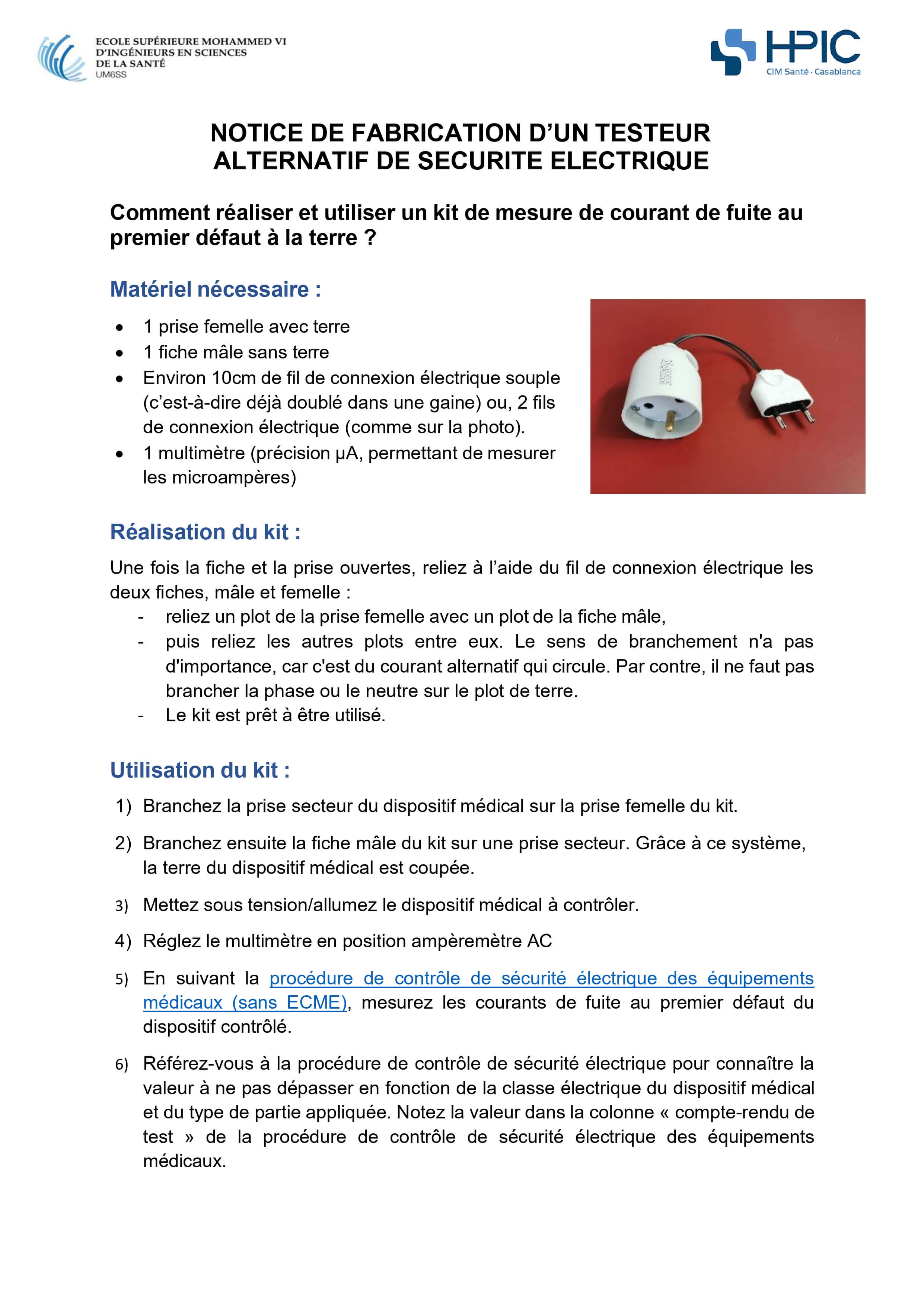 Document de présentation du testeur alternatif de sécurité électrique